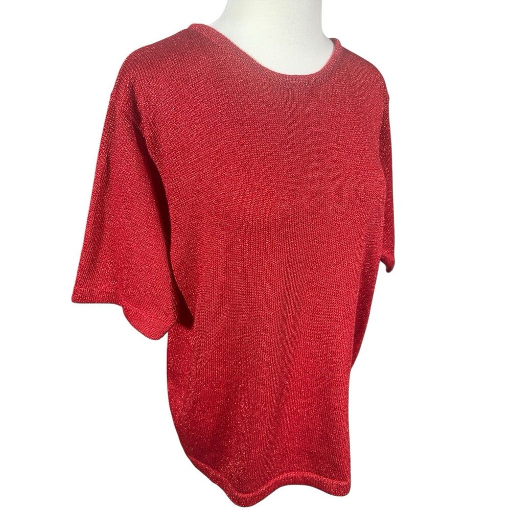 Westbound Shimmer Holiday Red Knit Top